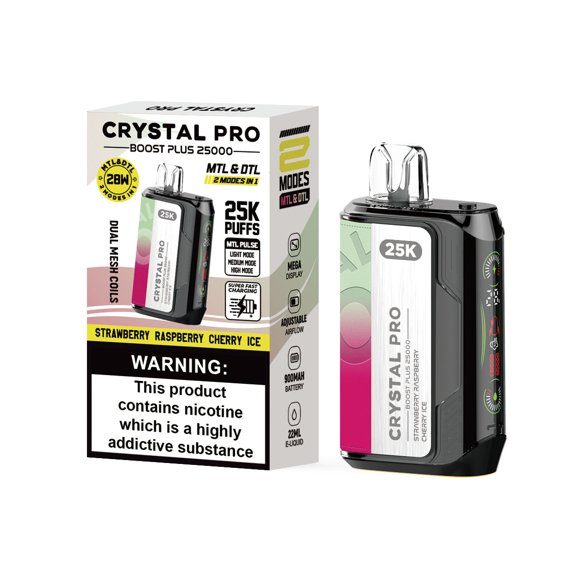 Crystal Pro Boost Plus 25000 Prefilled Vape Pod Kit - Box of 5