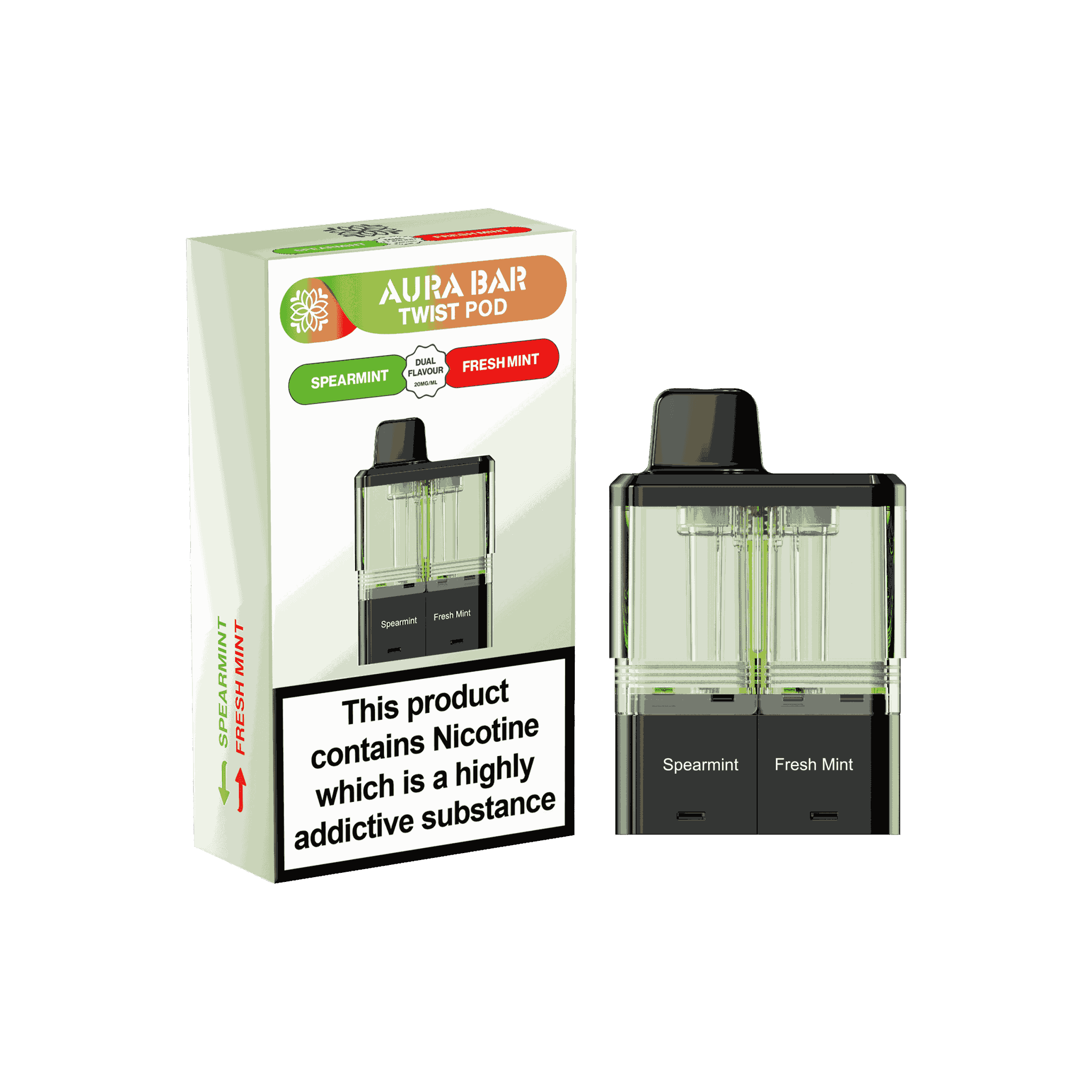 Aura Bar Twist 40k Replacement Pods - Pack of 5 Available In Speamint Fresh Mint Flavour