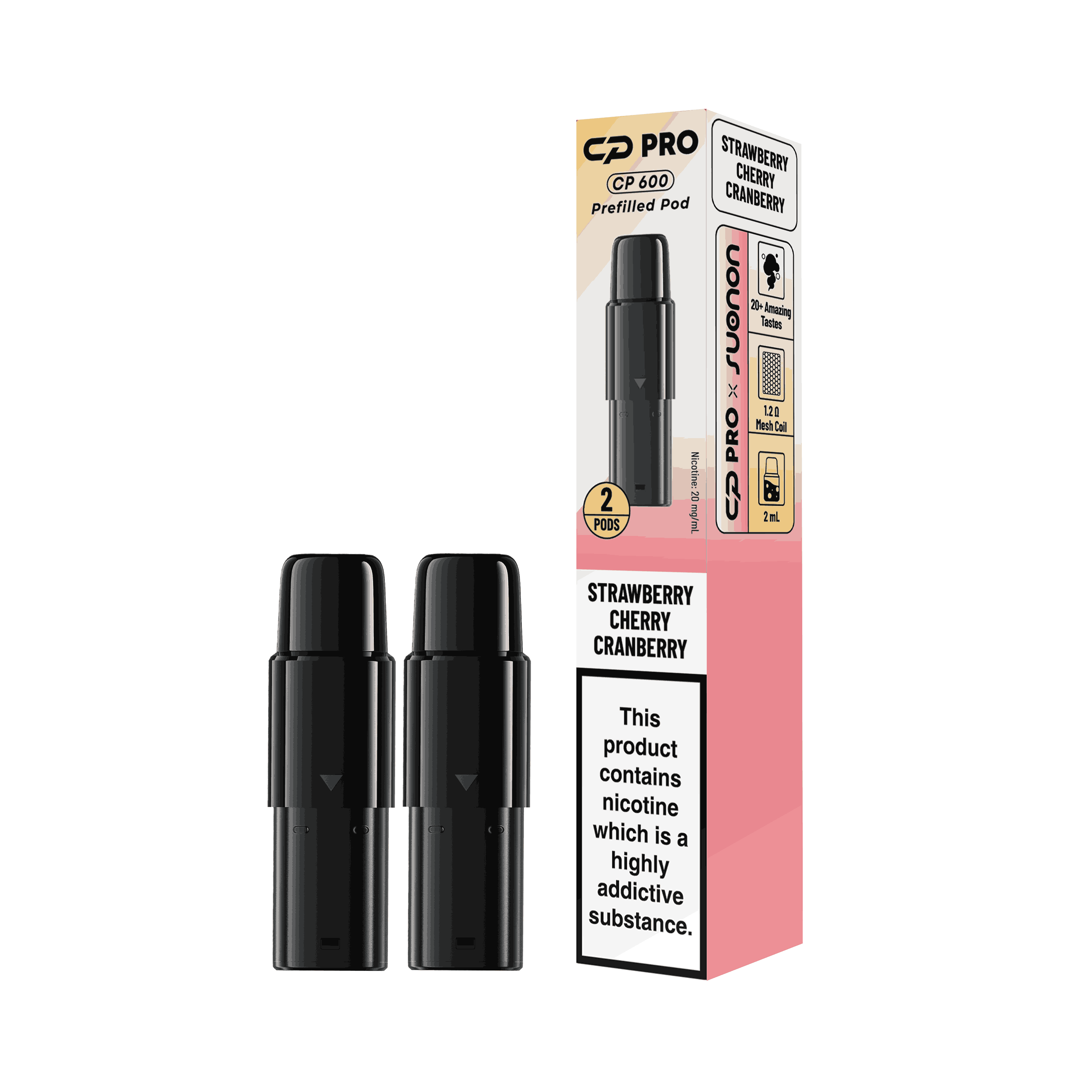 CP Pro 600 Prefilled Vape Pod Kits Pack of 2 -with Strawberry Cherry Cranberry flavour