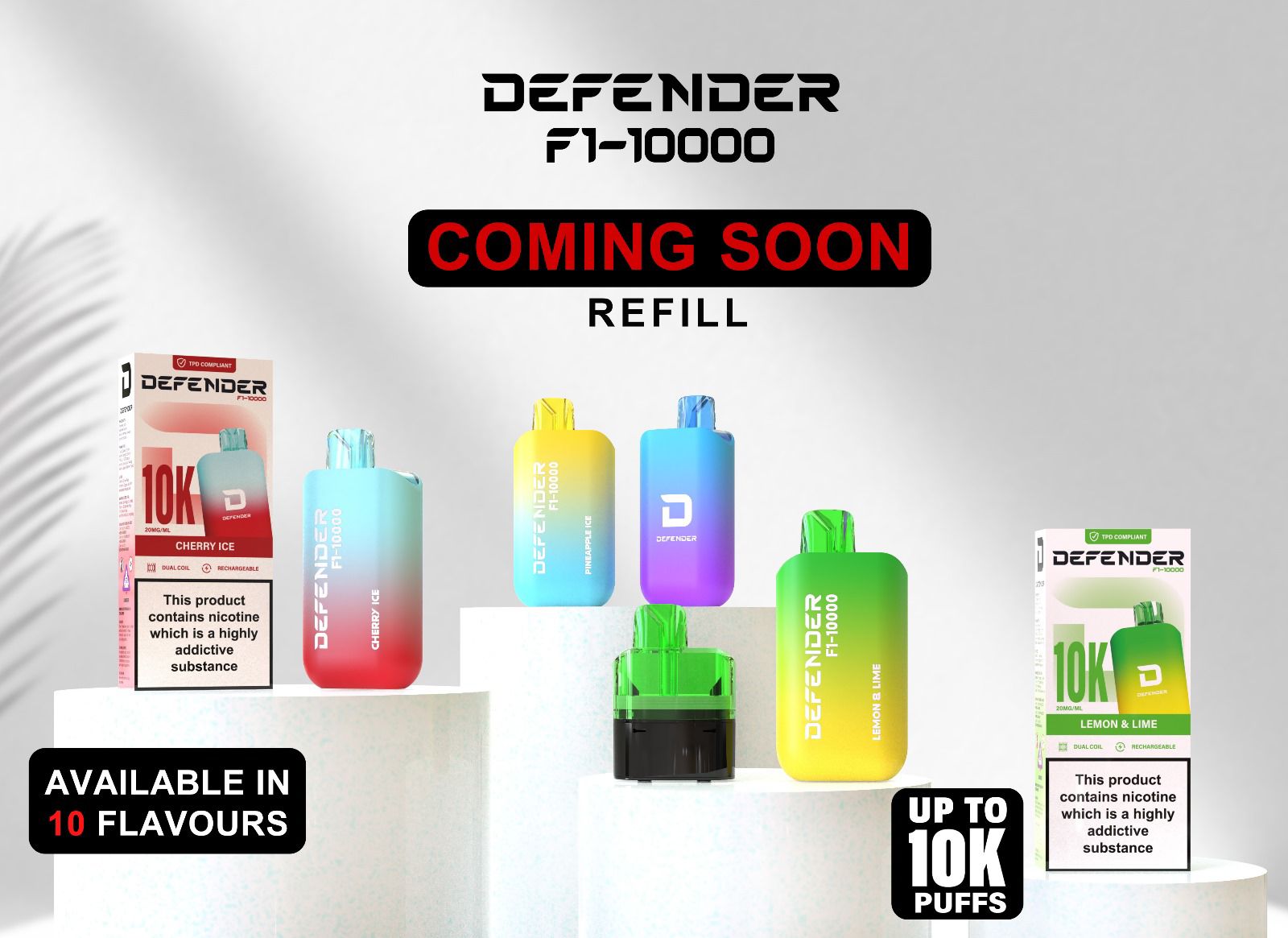 Defender F1-10000 Prefilled Pod Vape Kit - Box of 5