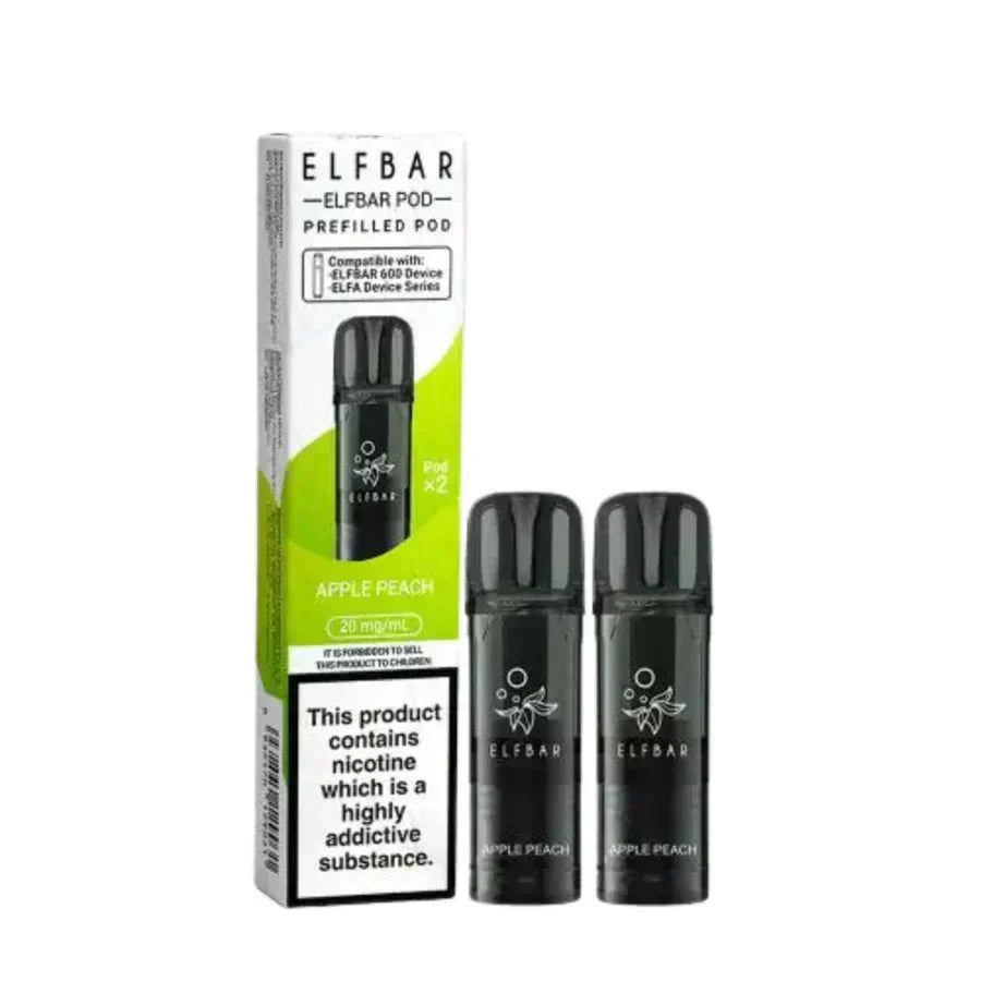 Elf Bar 600 Prefilled Pods - Box of 10 in Apple Peach Flavour at UK Vaper Wholesale
