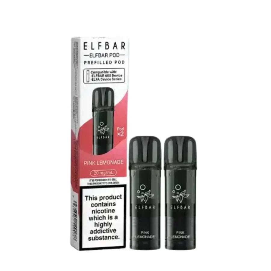 Elf Bar 600 Prefilled Pods - Box of 10 in Pink Lemonade Flavour at UK Vaper Wholesale