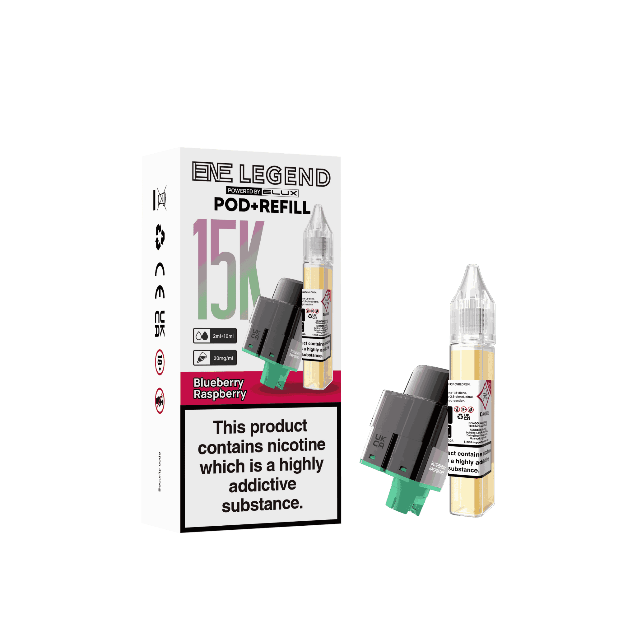 Elux ENE Legend 15k Replacement Pods Pack of 5 - Wholesale Price ! with Blueberry Raspberry flavour