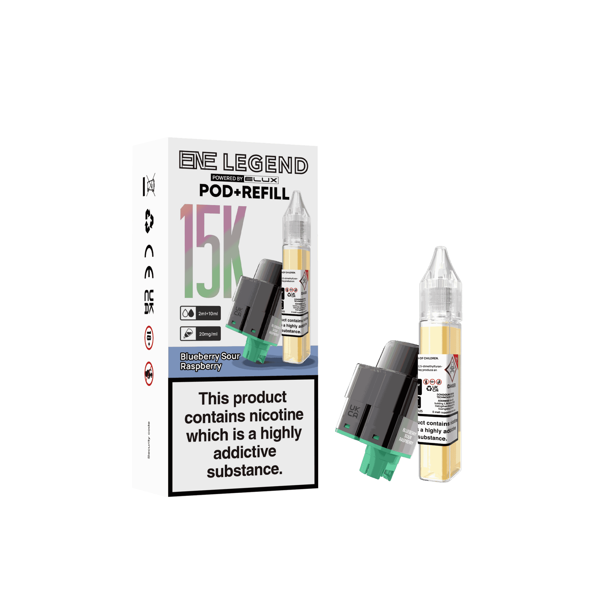 Elux ENE Legend 15k Replacement Pods Pack of 5 - Wholesale Price ! with Blueberry Sour Raspberry flavour 