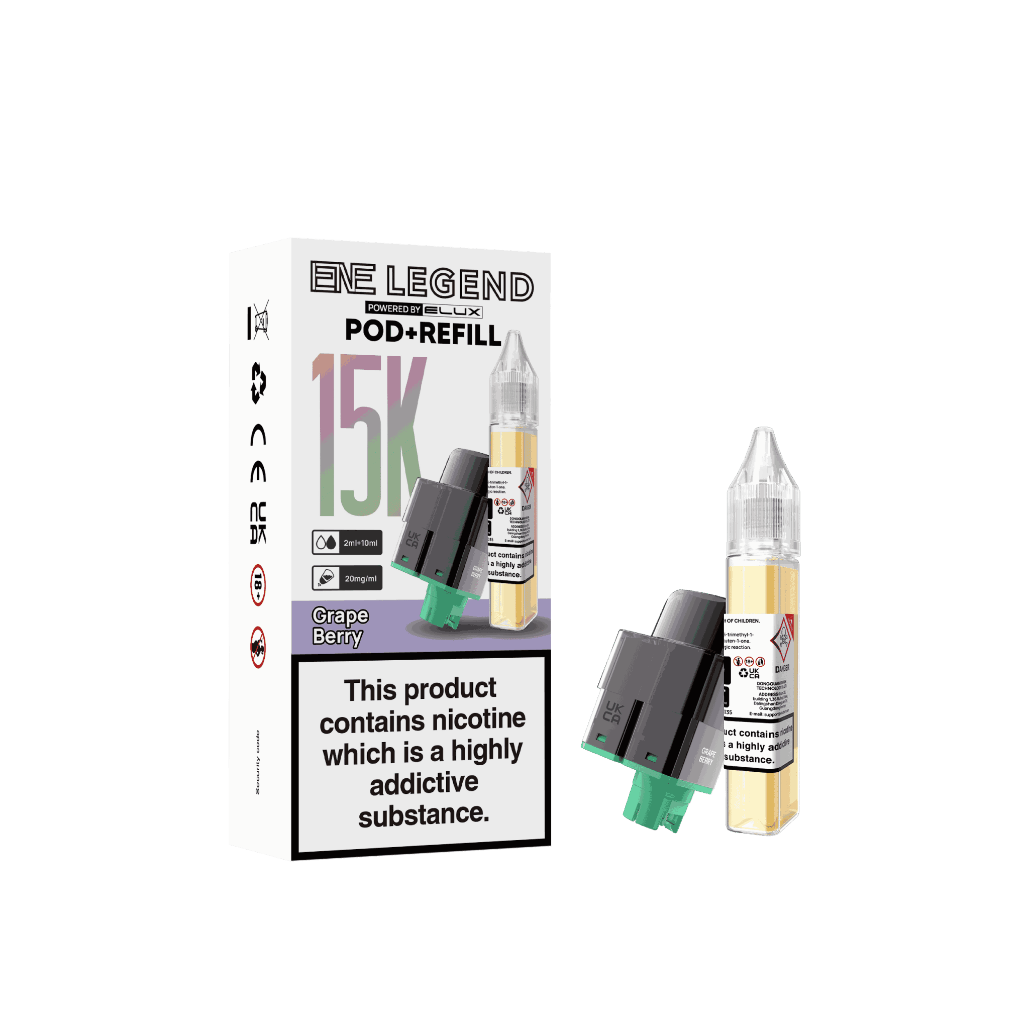 Elux ENE Legend 15k Replacement Pods Pack of 5 - Wholesale Price ! with Grape Berry flavour