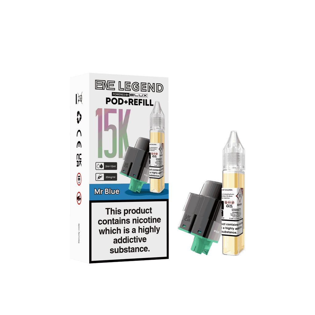Elux ENE Legend 15k Replacement Pods Pack of 5 - Wholesale Price ! with Mr Blue flavour