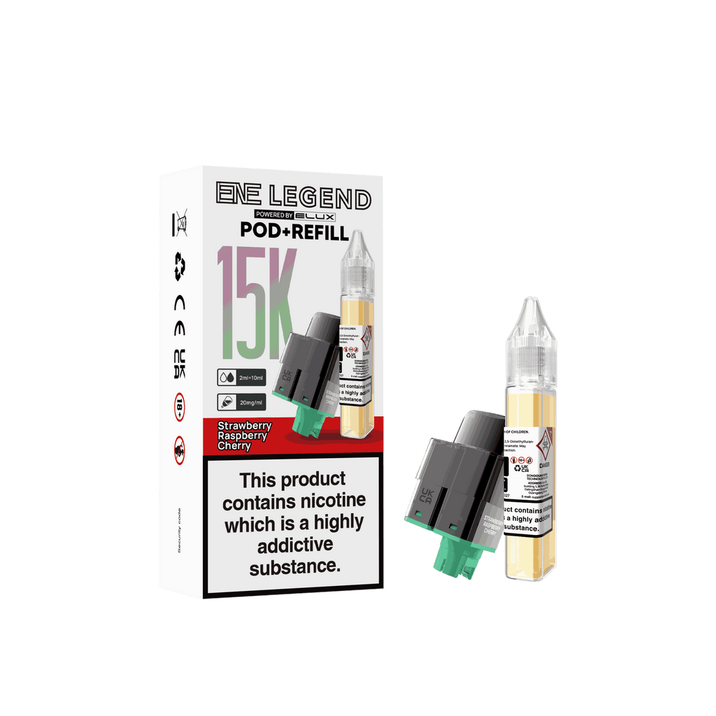 Elux ENE Legend 15k Replacement Pods Pack of 5 - Wholesale Price ! with Strawberry Raspberry Cherry flavour