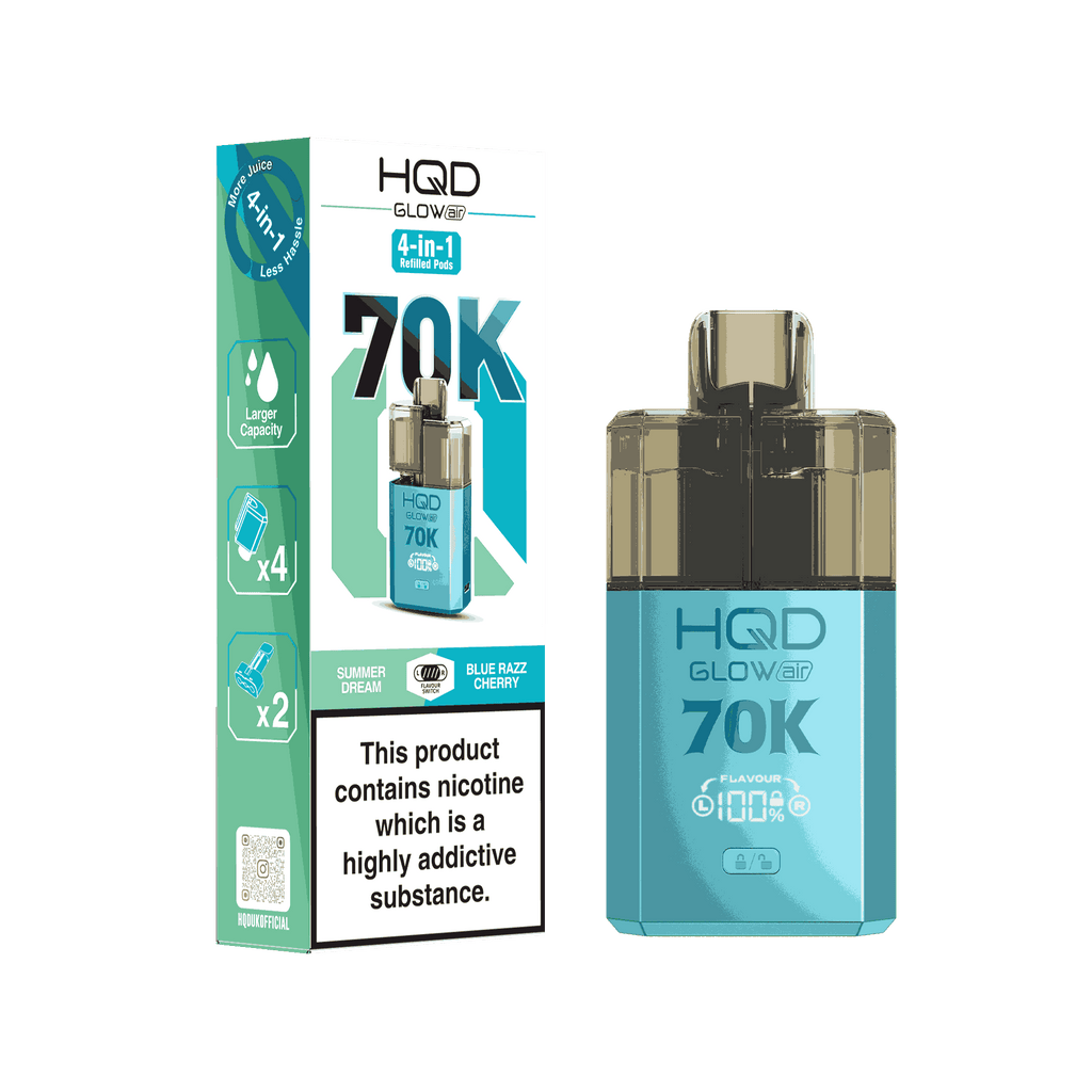 HQD Glow Air 70K Puff Prefilled Pod Vape kit - Box of 5