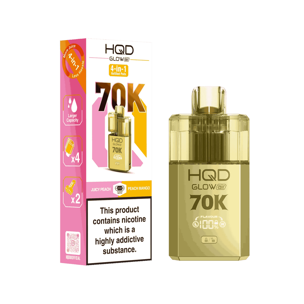 HQD Glow Air 70K Puff Prefilled Pod Vape kit - Box of 5