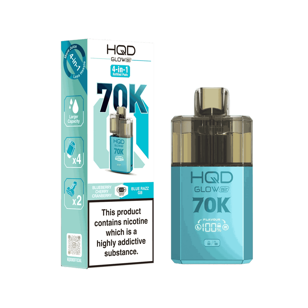HQD Glow Air 70K Puff Prefilled Pod Vape kit - Box of 5