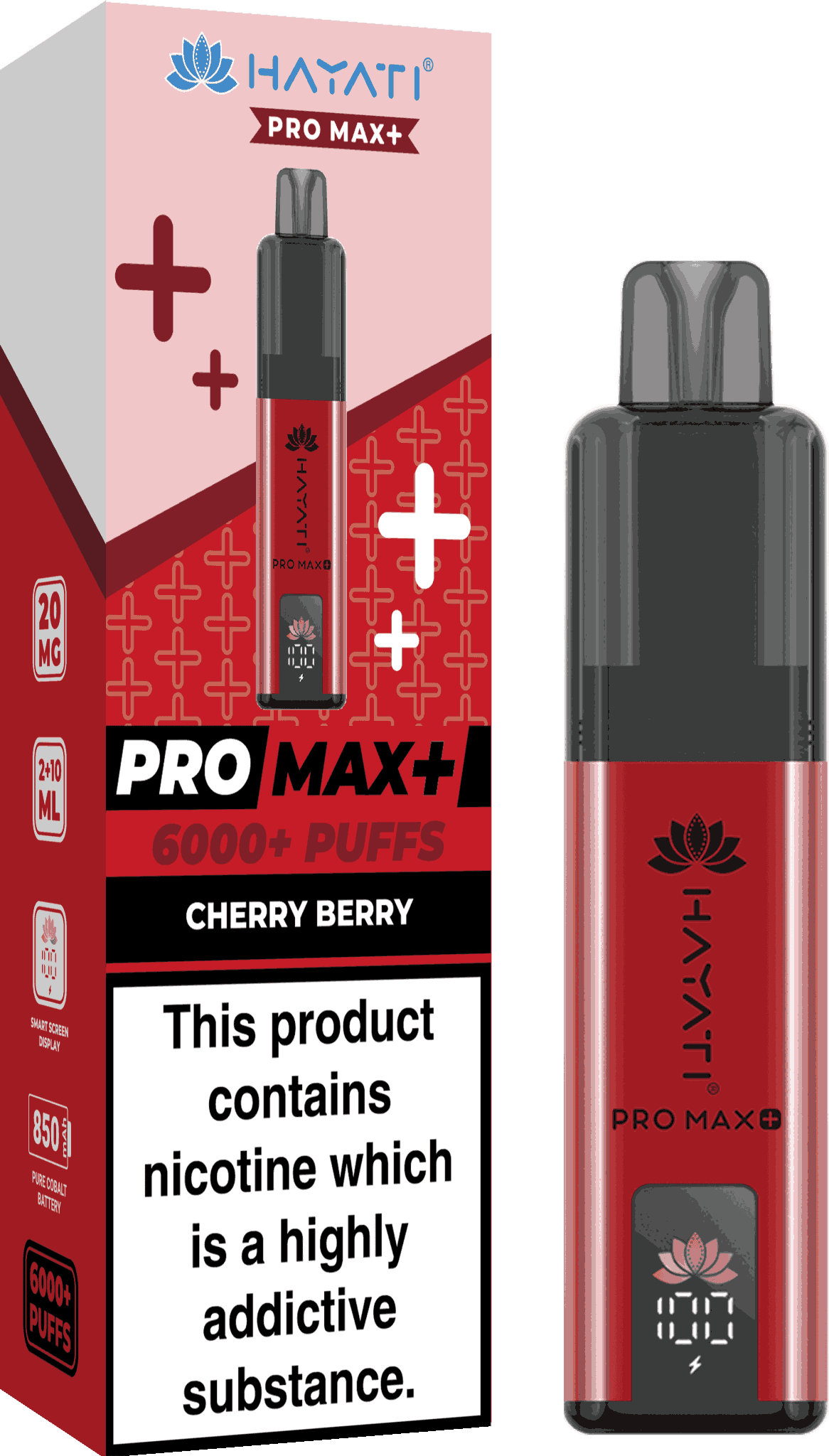 Hayati Pro Max Plus 6000 Vape Box of 5, Cherry Berry Flavour