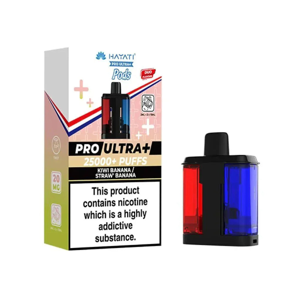 Hayati Pro Ultra Plus 25k Prefilled Pods Box of 5, Kiwi Banana, Straw Banana Flavour