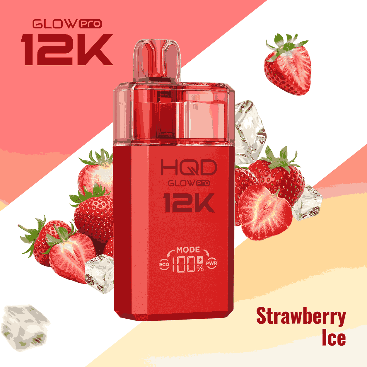 HQD Glow Pro 12k Prefilled vape Pod Kits with Strawberry Ice flavour