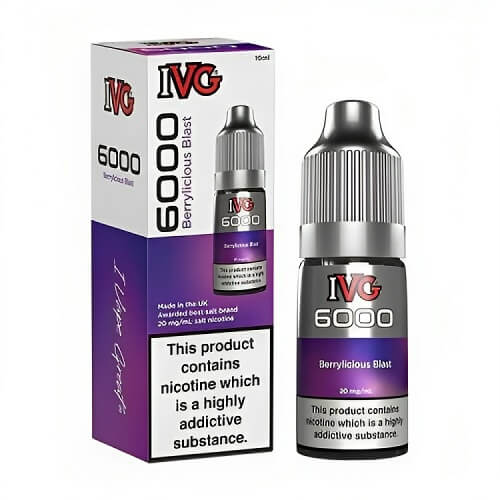IVG 6000 Nic Salt 10ml Pack of 10 Available In Berrylicious Blast Flavour 