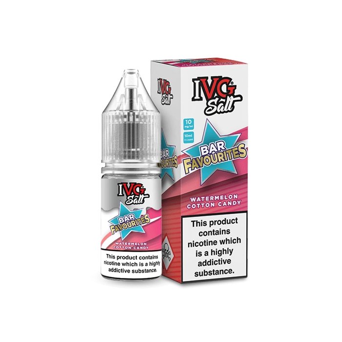 Ivg Salts 10ml Bar Favourites Pack Of 10, Watermelon Cotton Candy Flavour