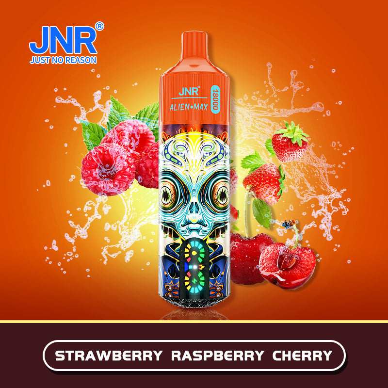 JNR Alien Max 18000 Disposable Vape Box of 10 with Strawberry Raspberry Cherry flavour