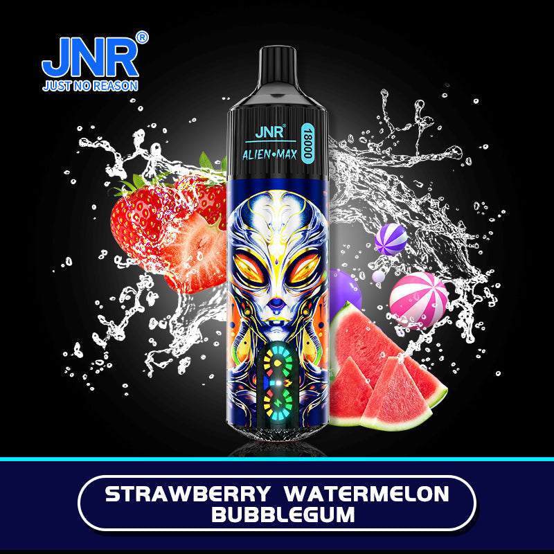 JNR Alien Max 18000 Disposable Vape Box of 10 with Strawberry Watermelon Bubblegum flavour