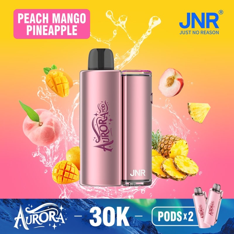 Flavour Peach Mango Pinneapple of JNR Aurora 30k Pod vape Kit - Box of 5 