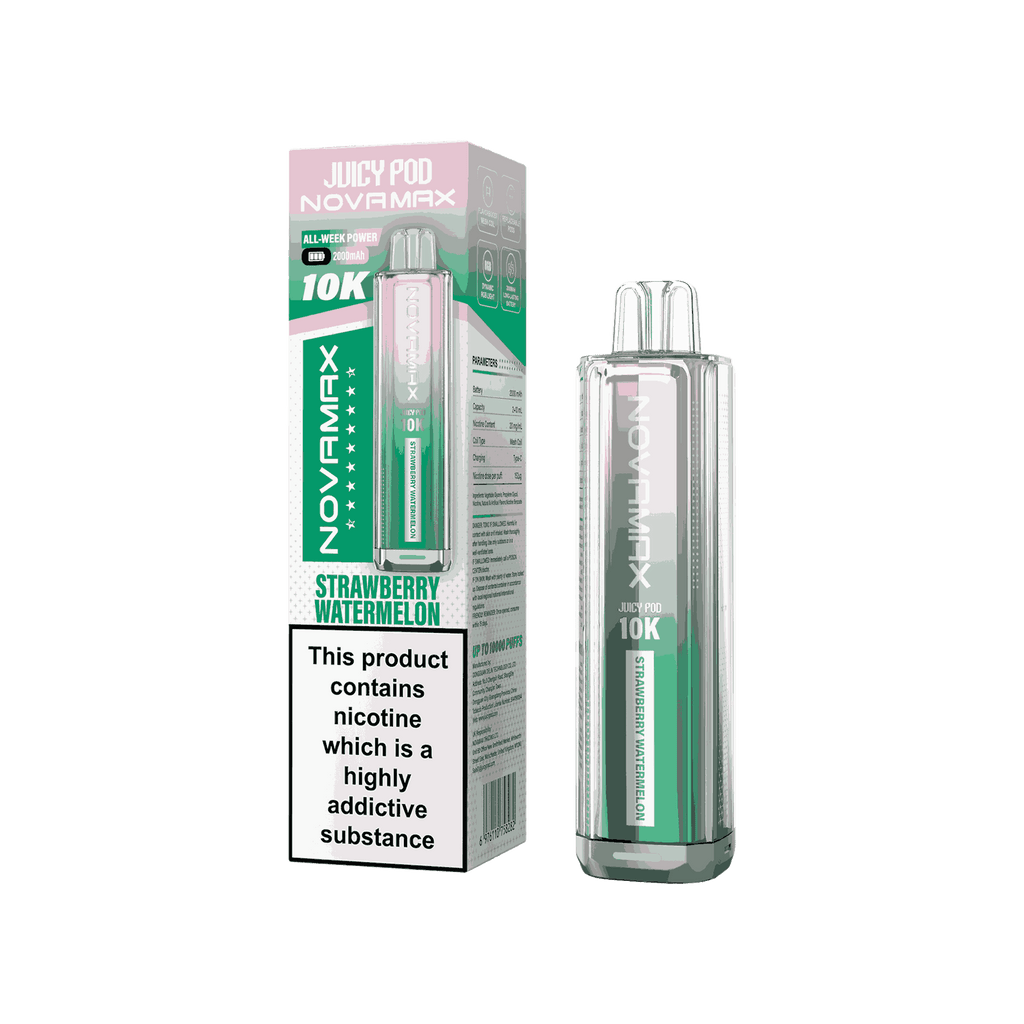 Juicy Pod Novamax 10k Prefilled Pod Vape Kit - Pack of 5 available in Strawberry Watermelon Flavour 