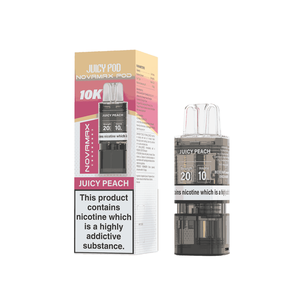 Juicy Pod Novamax 10k Replacement Pods, Juicy Peach Flavour
