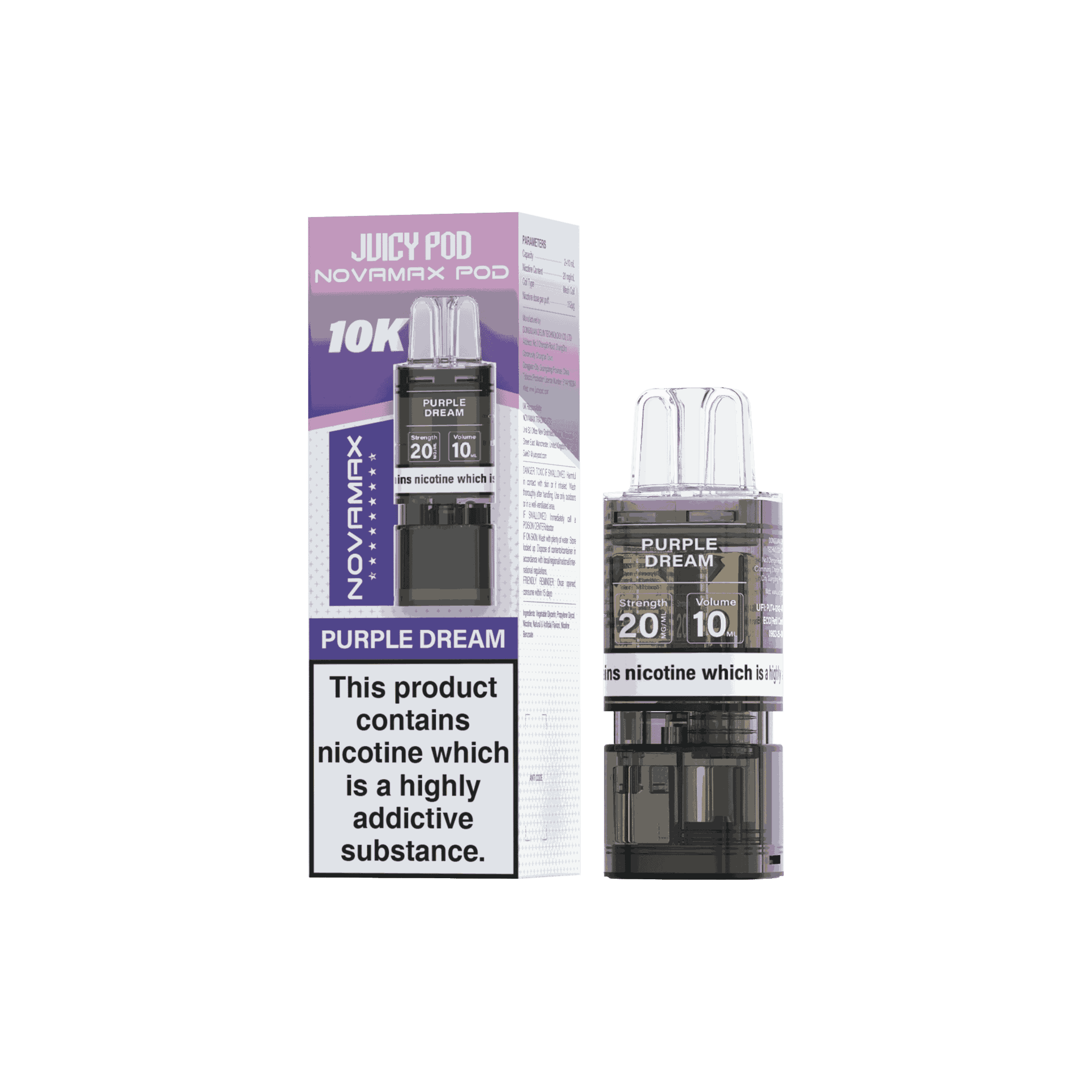 Juicy Pod Novamax 10k Replacement Pods, Purple Dream Flavour