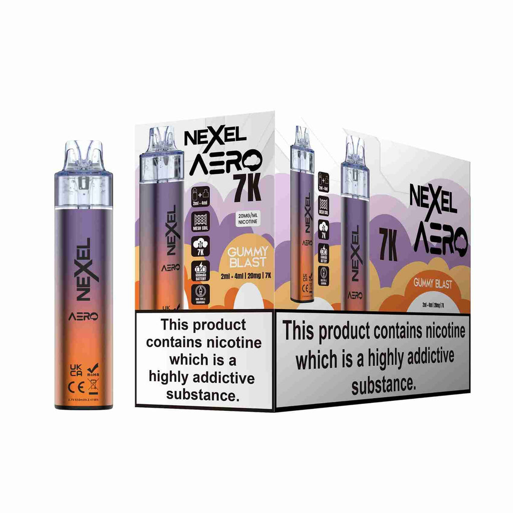 Image Of Nexel Aero 7k Prefilled Pod Vape Kit - Pack of 5 with Gummy Blast flavour