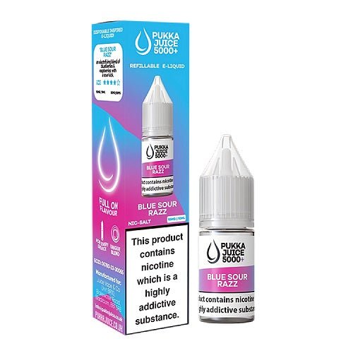 Pukka Juice 5000 Nic Salt Box of 10 Available In Blue Sour Razz Flavour 