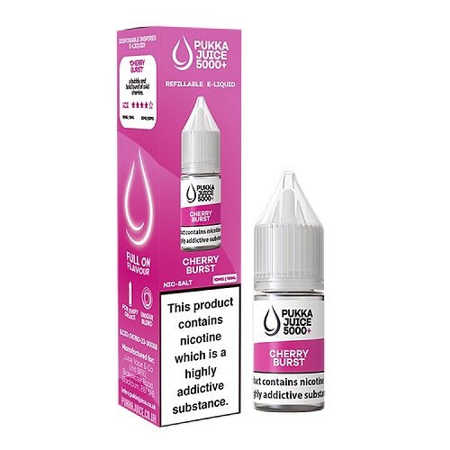 Pukka Juice 5000 Nic Salt Box of 10 Available In Cherry Burst Flavour 
