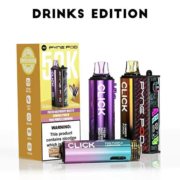 Pyne Pod Click 50k Prefilled Pod Vape Kit Box of 5 - Drinks Edition at UK Vaper Wholesale